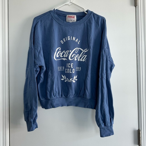 Wild Fox Orginal Coca Cola Blue Terry Cloth Crewneck Sweatshirt - Picture 1 of 3